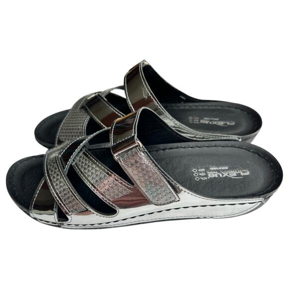 Flexus by Spring Step Blancita Silver Sandals Size 38 - Picture 3 of 7